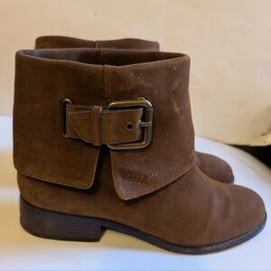 Coach Poppy Limited Edition Short Moto Suede Brown Boots Size 10 In EUC
